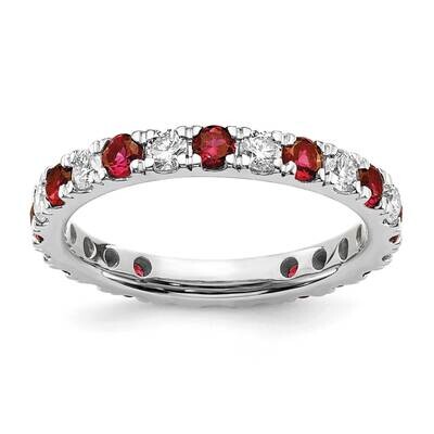 Si1/Si2 G H I &amp; Created Ruby Eternity Band 14k White Gold Lab Grown Diamond ET0048-CRU-070-8WLG, MP…