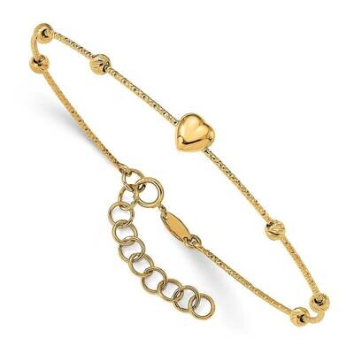 Beads with Heart with 1 inch Extender Flexible Bangle 14k Gold Diamond-cut DB683, MPN: DB683, 88677…