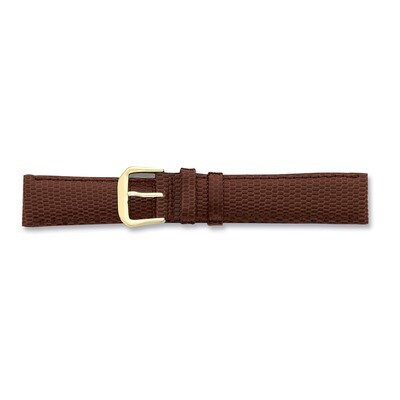 12mm Brown Lizard Grain Leather Gold-tone Buckle Watch Band BA16-12, MPN: BA16-12, 886774142609