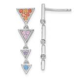 Multicolor CZ Diamond Post Dangle Earrings Sterling Silver Rhodium-Plated QE16173, MPN: QE16173, 19…