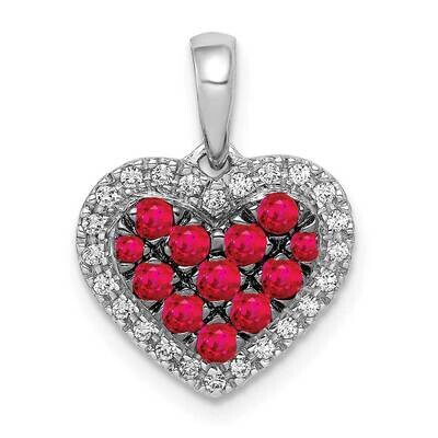 .31 Ruby Heart Pendant 14k White Gold Diamond PM5268-RU-013-WA, MPN: PM5268-RU-013-WA, 883957714554