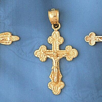 Dazzlers Jewelry Jesus Christ on Cross Pendant Necklace Charm Bracelet in Yellow, White or Rose Gol…