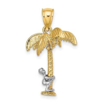 Moveable Man 3-D Palm Tree Charm 14k Gold Rhodium K8974, MPN: K8974, 637218021321