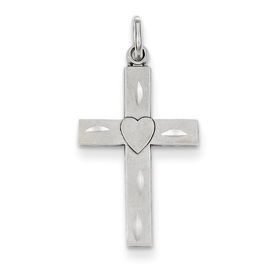 Diamond-cut Latin Cross Charm 14k White Gold D1618, MPN: D1618, 883957247793