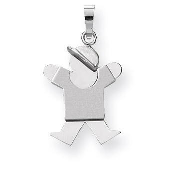 Small Boy with Hat on Right Engravable Charm 14k White Gold XK303, MPN: XK303, 883957378121