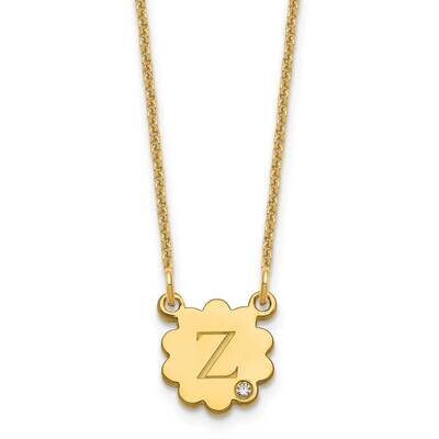 Initial Flower with Diamond Necklace 14k Gold XNA1381Y, MPN: XNA1381Y,