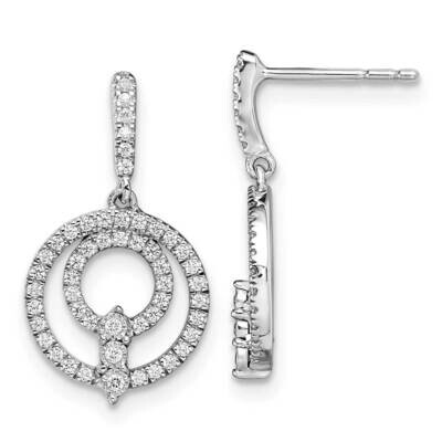 Circle Diamond Dangle Post Earrings 14k White Gold EM8508-030-WA, MPN: EM8508-030-WA, 883957971803