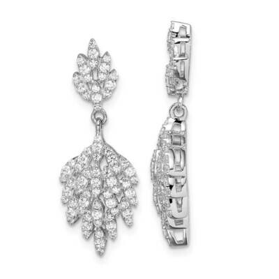 Leaf Dangle Post Earrings Sterling Silver Rhodium-plated CZ Diamond QE14227, MPN: QE14227, 88677404…