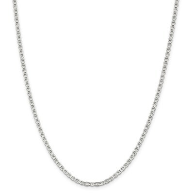 24 Inch 3.1mm Semi-Solid Flat Anchor Chain Sterling Silver QLFA065-24, MPN: QLFA065-24, 886774116112