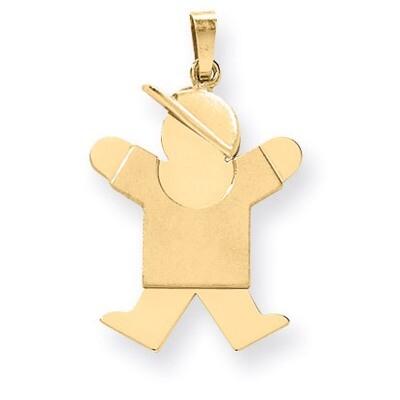 Boy with Hat on Right Charm 14k Gold Solid Engravable XK387, MPN: XK387, 883957415628