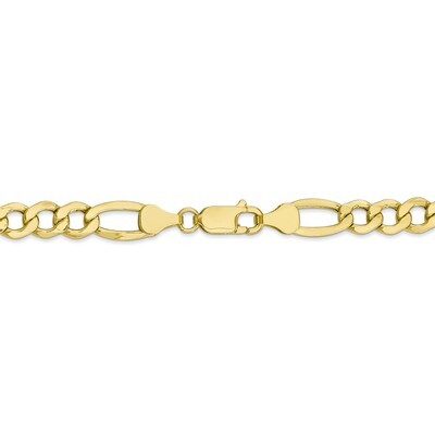 Leslie&#39;s 22 Inch 7.3mm Semi-Solid Figaro Chain 10k Gold HB-8236-22, MPN: 8236-22, 191101739828
