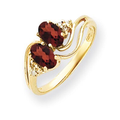 Garnet Checker Diamond Ring 14k Gold 6x4mm Oval Y4617GC/A, MPN: Y4617GC/A, 883957458113