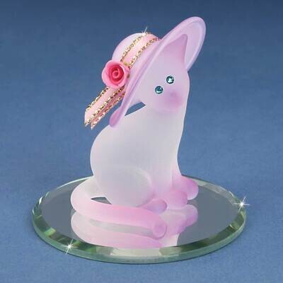 Pink Cat with Fancy Hat Glass Figurine GM21687, MPN: GM21687, 708873042270