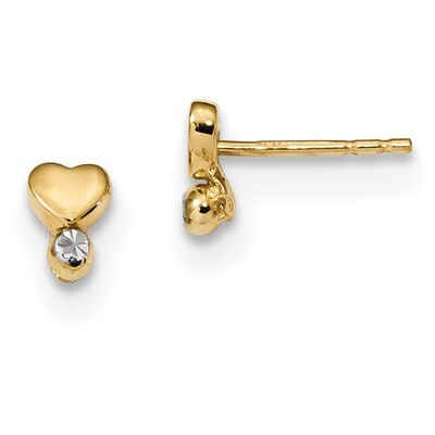Madi K Rhodium-plated Polished Diamond -cut Heart Post Earrings 14k Gold SE2532, MPN: SE2532,