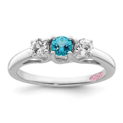 Survivor Collection Clear &amp; Blue Swarovski Topaz Pamela Ring 10k White Gold 10SV205WB, MPN: SV205SS…