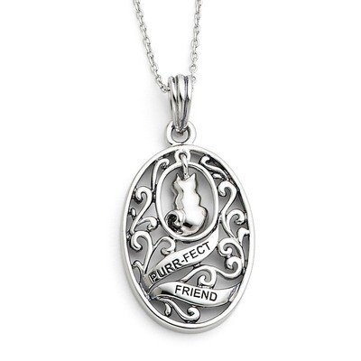 Animal Friends-Cat 18 Inch Necklace Sterling Silver Antiqued QSX316, MPN: QSX316, 883957293615