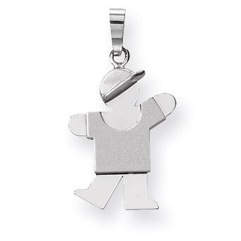 Small Boy with Hat on Left Engravable Charm 14k White Gold XK302, MPN: XK302, 883957859316