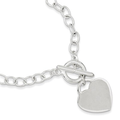 8.5 Inch Oval Link Heart Bracelet Sterling Silver QG3280-8.5, MPN: QG3280-8.5, 191101294952