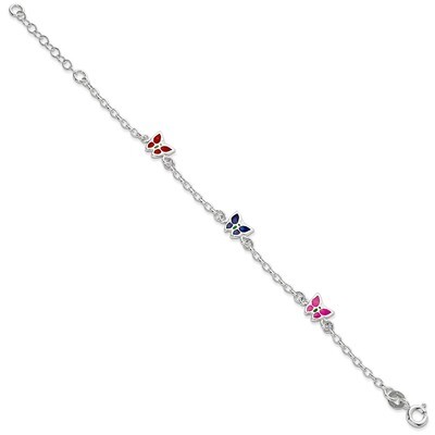 Enamel Butterfly Childs Bracelet Sterling Silver QG1332-6, MPN: QG1332-6, 883957946832