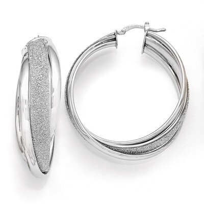 Leslie&#39;s Glimmer Infused Oval Hinged Hoop Earrings - Sterling Silver HB-QLE455, MPN: QLE455, 886774…