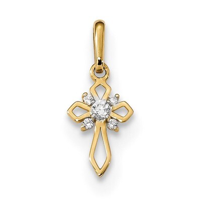 Childrens Fancy CZ Diamond Cross Pendant 14k Gold YC1302, MPN: YC1302, 883957935959