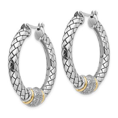 1/10ct. Diamond Hoop Earrings Sterling Silver &amp; 14k Gold QTC122, MPN: QTC122, 742323127384