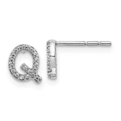 Initial Q Earrings 14k White Gold Diamond EM4169Q-011-WA, MPN: EM4169Q-011-WA, 883957663449