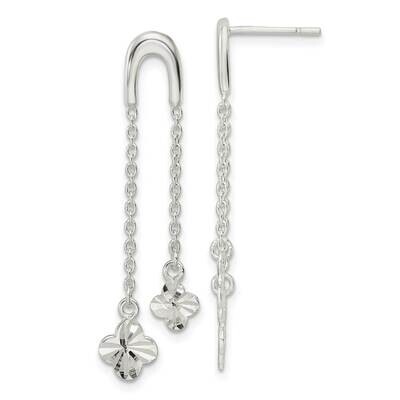 Diamond-Cut Clover Chain Dangle Post Earrings Sterling Silver Polished QE16047, MPN: QE16047, 19690…