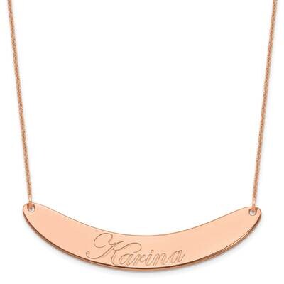 Polished Curved Edwardian Script Bar Necklace 14k Rose Gold Large XNA1228R, MPN: XNA1228R,