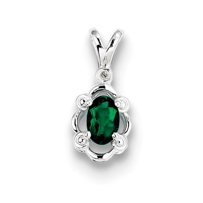 Emerald &amp; Diamond May Pendant Sterling Silver QBPD21MAY, MPN: QBPD21MAY, 883957500850