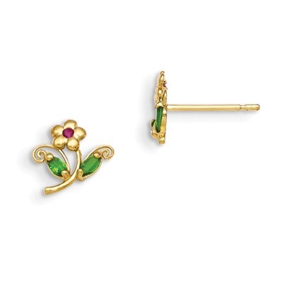 CZ Children&#39;S Flower Post Earrings 14k Gold GK764, MPN: GK764, 191101365102