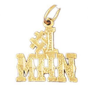 Dazzlers Jewelry Number One Man Pendant Necklace Charm Bracelet in Yellow, White or Rose Gold 10113…