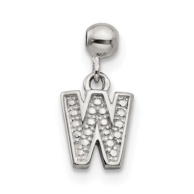 Letter W Charm Sterling Silver Dangle QMM190W, MPN: QMM190W,