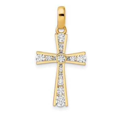 CZ Diamond Cross Pendant 14k Gold Polished XR1992, MPN: XR1992,