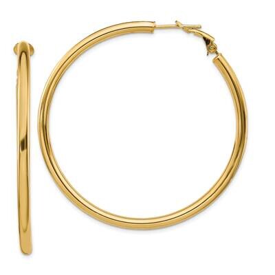 3x45mm Polished Round Omega Back Hoop Earrings 14k Gold PRE924, MPN: PRE924, 191101984082