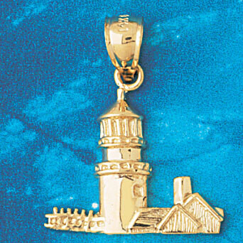 Dazzlers Jewelry Lighthouse High Land Light Pendant Necklace Charm Bracelet in Yellow, White or Ros…