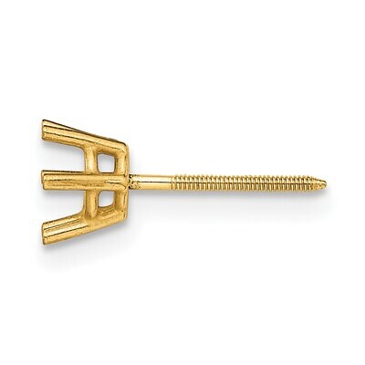 Round 6-Prong .10ct. Cast Basket Threaded Back Post Earring Mounting 14k Yellow Gold YG345, MPN: YG…