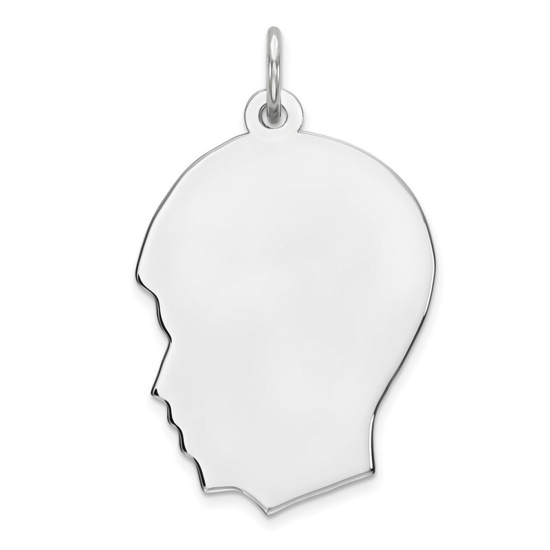 Engravable Boy Polished Front Satin Back Disc Charm Sterling Silver Rhodium QM360/50, MPN: QM360/50,