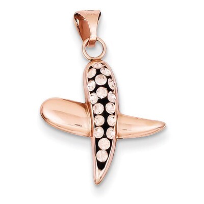 Sterling Silver Pink Ceramic Rose Swarovski Elements X Pendant QP2449