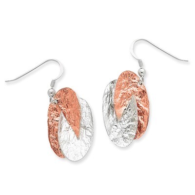 Rose Rhodium Oval Drop Earrings Sterling Silver QPRE146