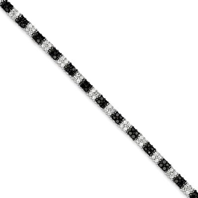 7in Black and White Diamond Tennis Bracelet Sterling Silver QX792CZ, MPN: QX792CZ, 883957572086