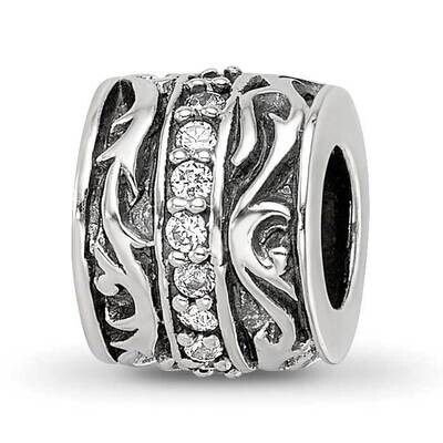 CZ Antiqued Swirl Design Bead Sterling Silver QRS4238, MPN: QRS4238,