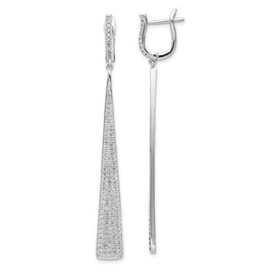 Cz Triangle Dangle Hinged Earrings Sterling Silver QE15451, MPN: QE15451, 886774088235