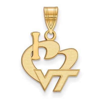 Virginia Tech Large I love Logo Pendant Gold-plated Silver GP014VTE, MPN: GP014VTE, 886774917931
