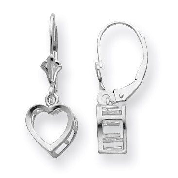 Heart 7.0mm Back-Set Dangle Leverback Earring Mounting 14k white Gold  WG421-3