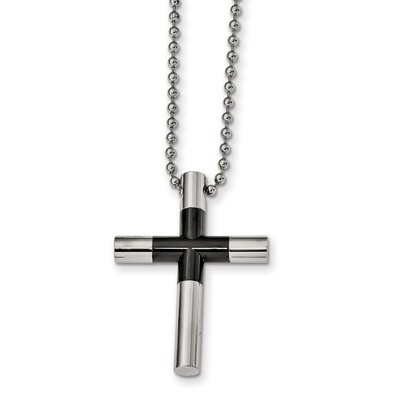 Black IP-plated Cross 22 inch Necklace Stainless Steel Polished SRN2294-22 by Chisel, MPN: SRN2294-…