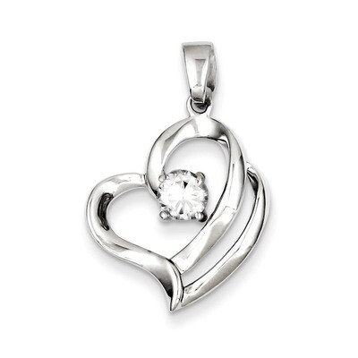 Heart Pendant Sterling Silver Rhodium-plated Diamond QP2797, MPN: QP2797, 883957543376