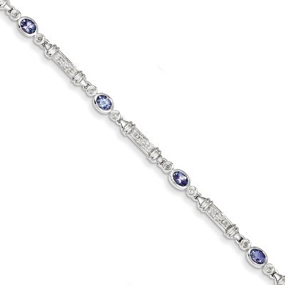 Tanzanite and Diamond Bracelet Sterling Silver QX855TZ, MPN: QX855TZ, 883957441733