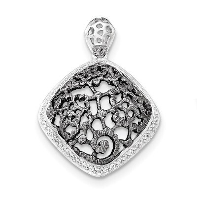 Rhodium Black-plated Square Pendant Sterling Silver QP4418