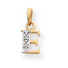 Polished .01ct Diamond Initial E Charm 14K Gold &amp; Rhodium YC250E, MPN: YC250E, 883957323428